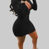 Black Zipper V Neck Mini Dress - Image 2