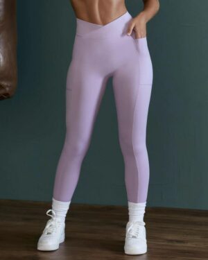 Purple Cross With Pockets Leggings