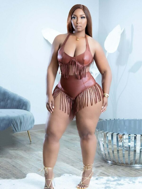 Auburn Shorts & Halter Neck With Tassels Set
