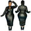 Faux Leather Stretch Dress - Image 3
