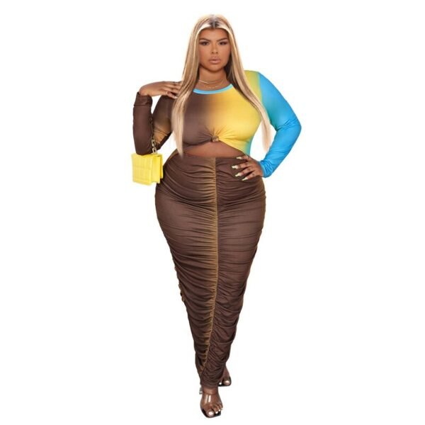 Two-Tone Long Sleeve Dress - Image 2