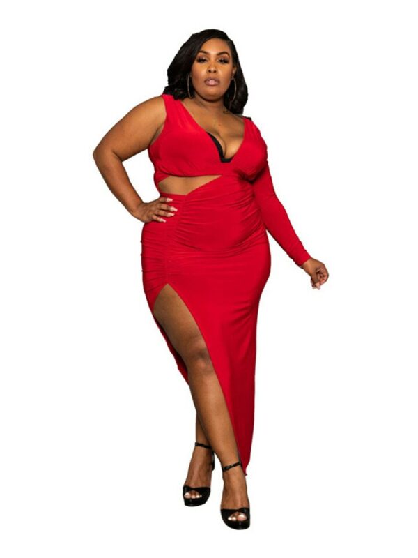One Shoulder With Side Slit Dress - Image 4