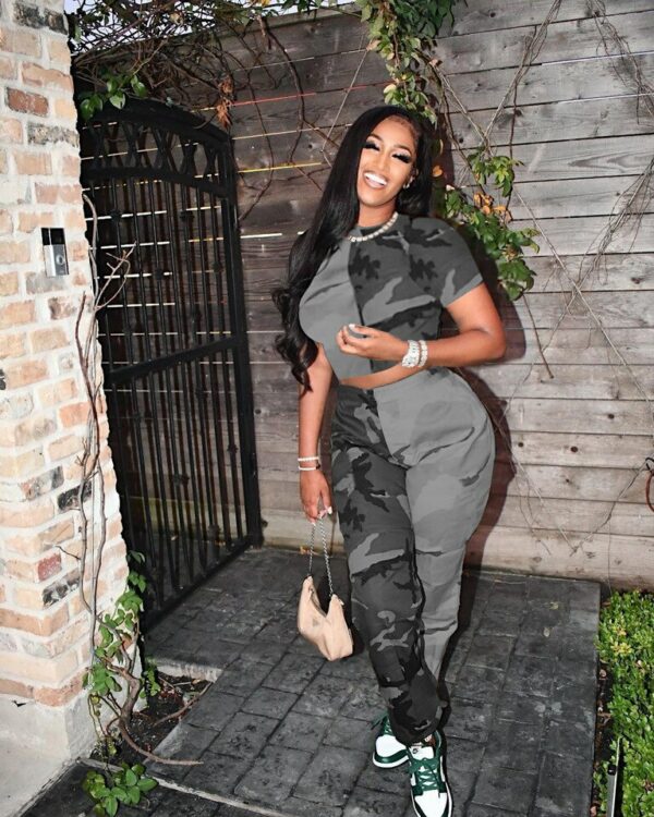 Green Camouflage Print Stretchy Tracksuit - Image 4