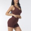 Black Seamless Ribbed Sport Bra & Shorts Set - Image 4