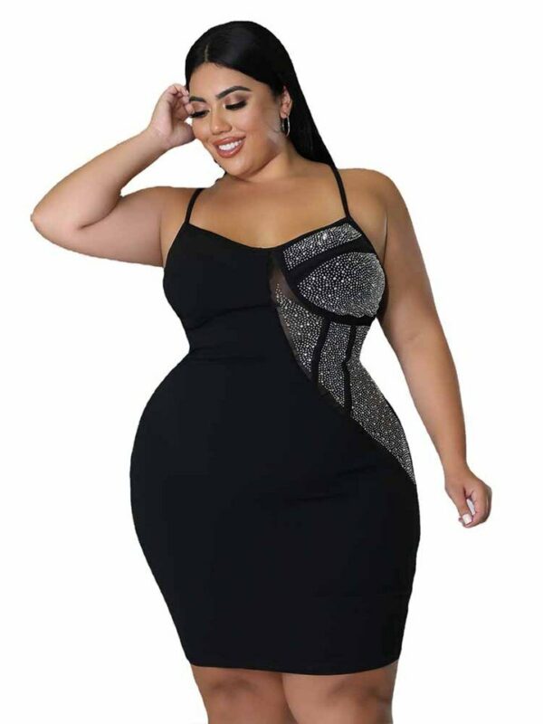 Spaghetti Strap With Side Diamonds Dress - Image 4