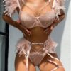 Orange Feather 3-Piece Lace Set - Image 5