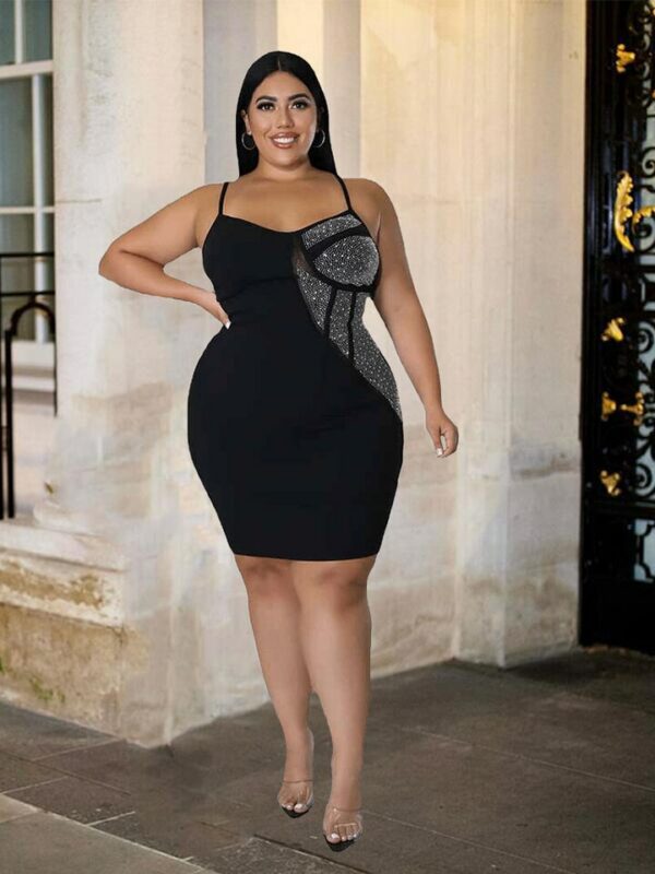 Spaghetti Strap With Side Diamonds Dress