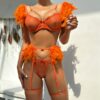 Orange Feather 3-Piece Lace Set