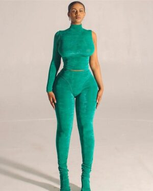 Green 2-Piece One Shoulder Top and Leggings