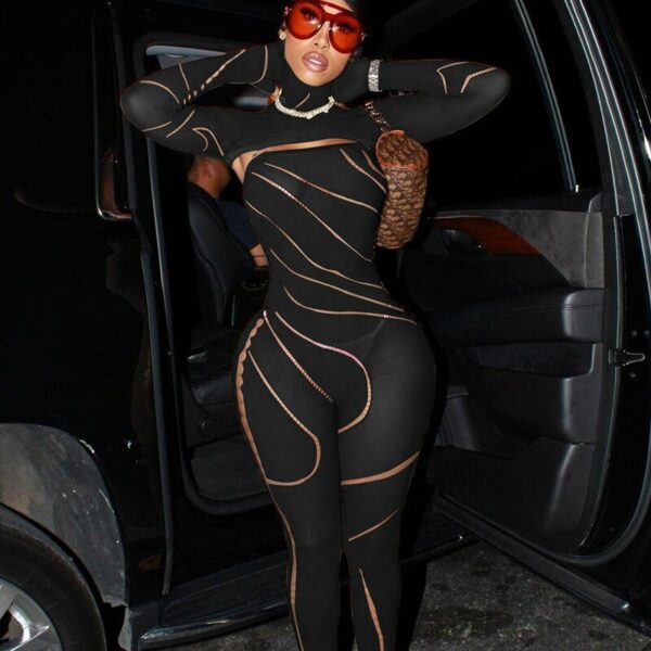 Mesh See Through Hollow Jumpsuit