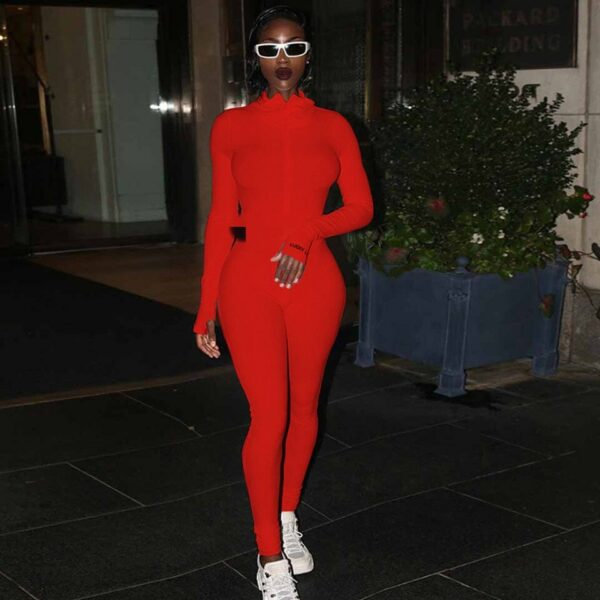 Black Knitted Long Sleeve Skinny Jumpsuit - Image 3