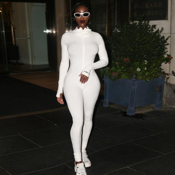Black Knitted Long Sleeve Skinny Jumpsuit - Image 2