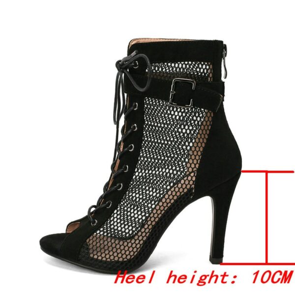 Black Suede Peep Toe Boots - 10CM Heel - Image 3