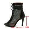 Black Faux Leather Peep Toe Boots - 10CM Heel - Image 3
