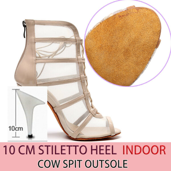 Mesh Faux Leather Sole High Heeled Boots - Image 3