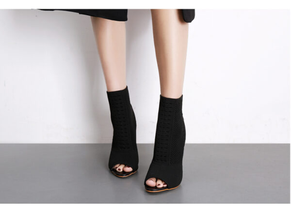 Black Sock-in Ankle Boots - 11CM Heel