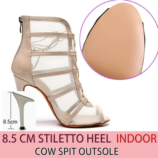 Mesh Rubber Sole High Heeled Boots - Image 3