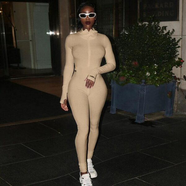 Black Knitted Long Sleeve Skinny Jumpsuit - Image 4