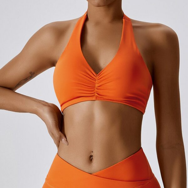 Halter Neck Ribbed Low Back Sports Bra - Image 9