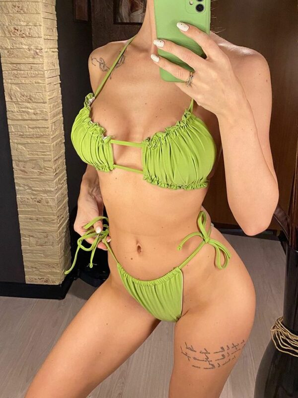 Ruffle Pleated Ruched Bikini Set - Image 2