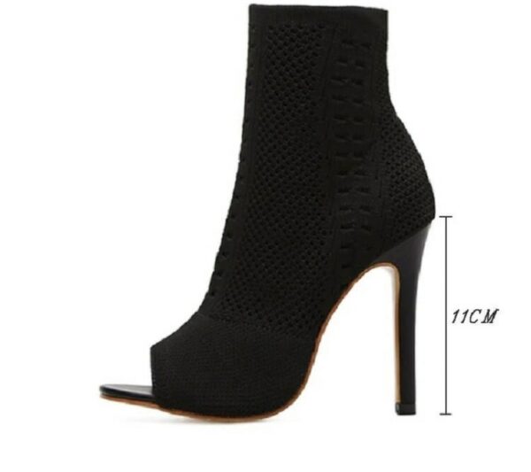Black Sock-in Ankle Boots - 11CM Heel - Image 3