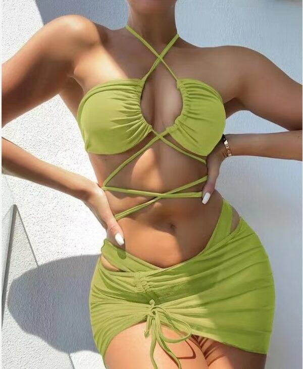 3 Piece lace up bikini set - Image 2