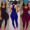 Black Skinny Sleeveless Workout Jumpsuit - Image 2