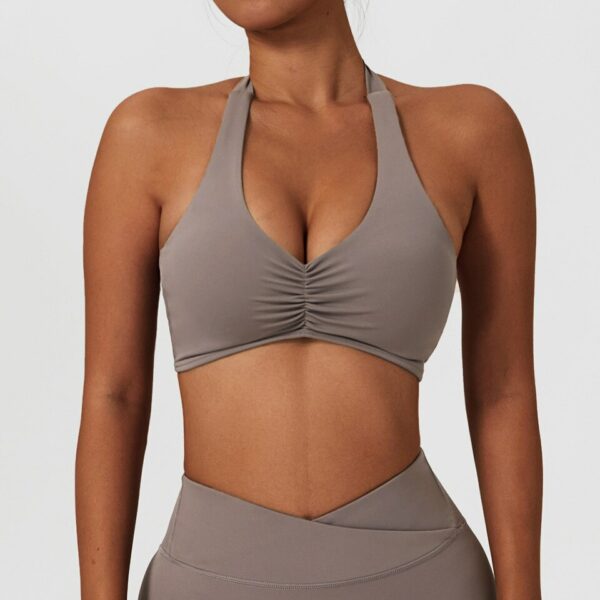 Halter Neck Ribbed Low Back Sports Bra - Image 8