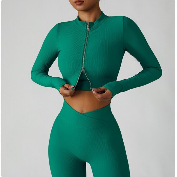 3 Piece Ribbed Bra Jacket & Leggings Set - Image 6