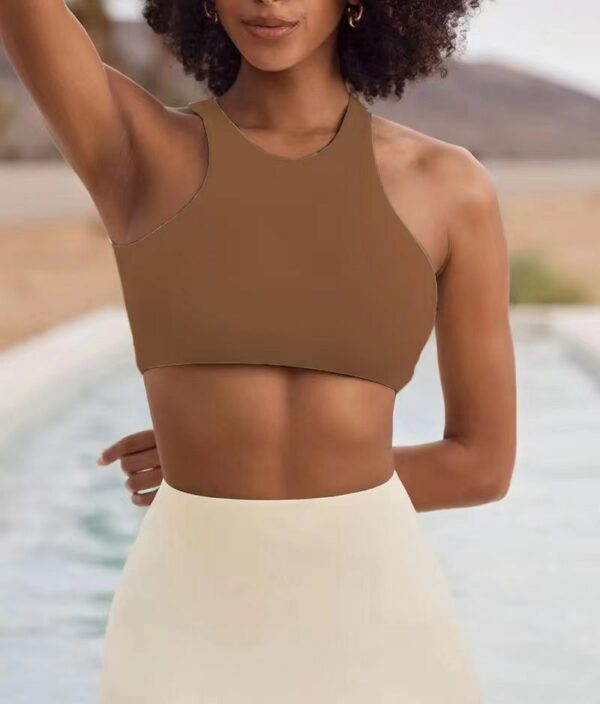 Hollow Back Top Round Neck Sports Bra - Image 3