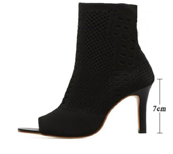 Black Sock-in Ankle Boots - 7CM Heel - Image 3