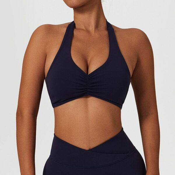 Halter Neck Ribbed Low Back Sports Bra - Image 2