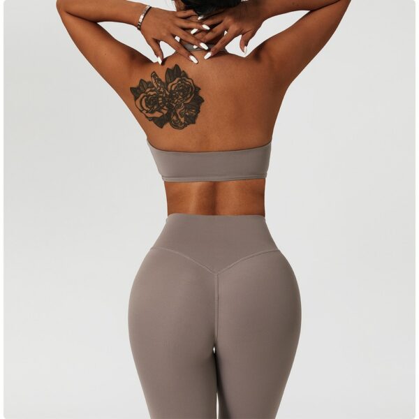 Halter Neck Ribbed Low Back Sports Bra - Image 7