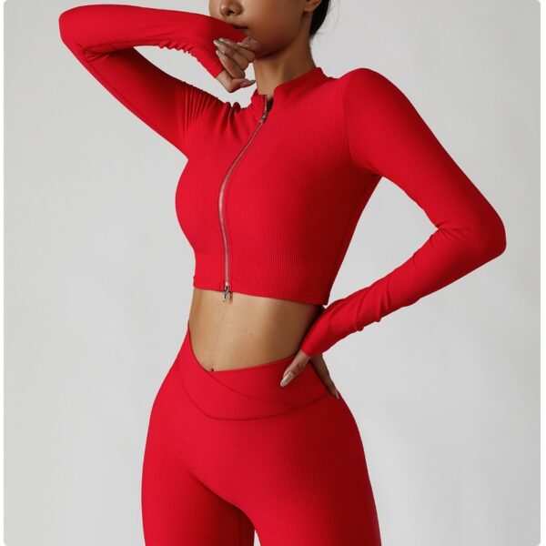 3 Piece Ribbed Bra Jacket & Leggings Set - Image 2