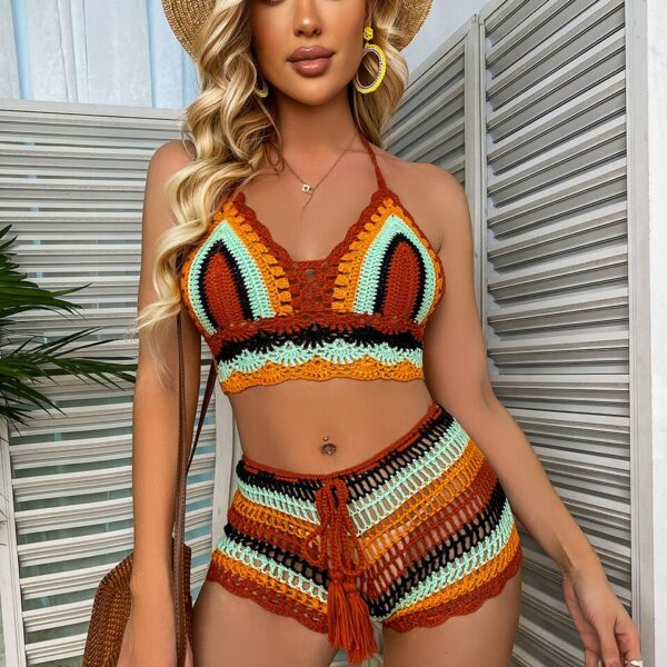 Crochet striped top & shorts - Image 11