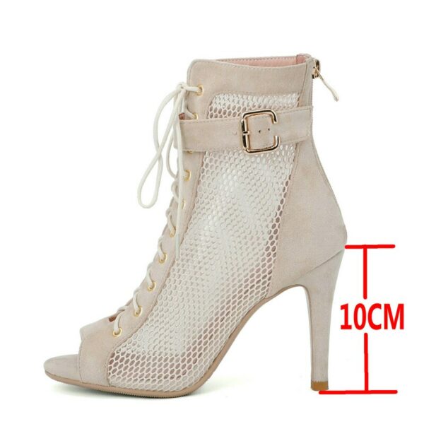 Apricot Suede Peep Toe Boots - 10CM Heel - Image 3