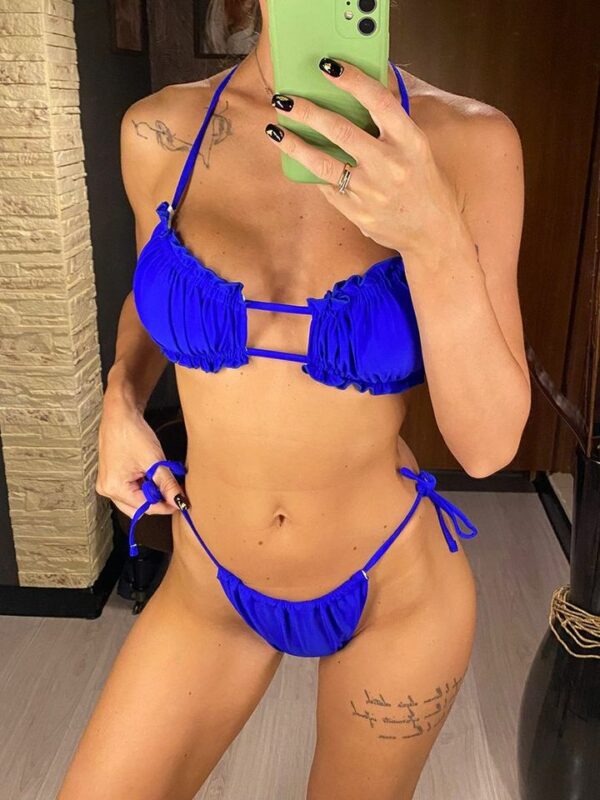 Ruffle Pleated Ruched Bikini Set