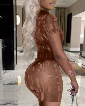 Cut out Short Sleeve Jumpsuit
