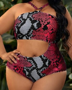 Snakeskin Cut Out Swimsuit