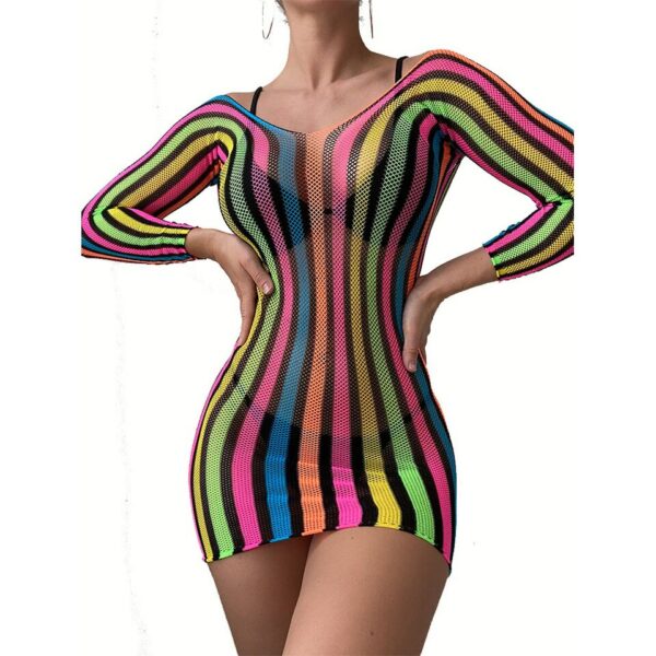 Semi-Sheer Striped Dress - Image 4