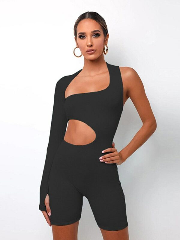 Asymmetrical Long Sleeve Playsuit - Image 2