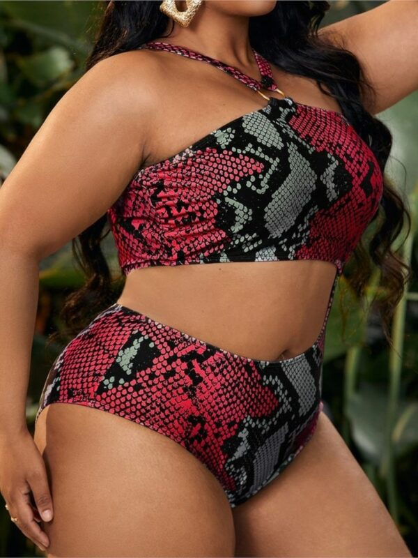 Snakeskin Cut Out Swimsuit - Image 3