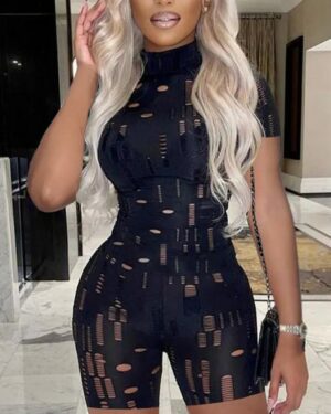 Cut out Short Sleeve Jumpsuit