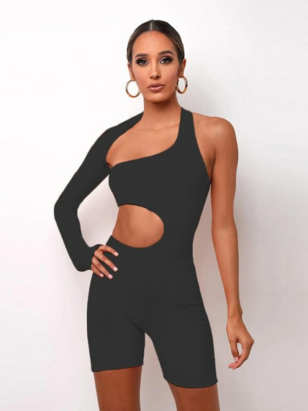 Asymmetrical Long Sleeve Playsuit