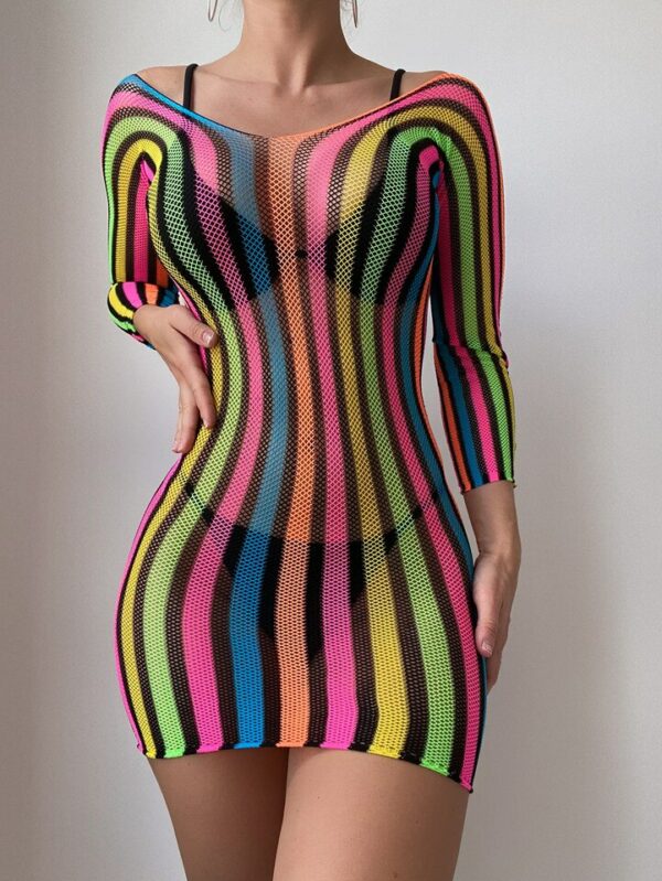 Semi-Sheer Striped Dress - Image 2