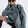 Turtleneck Single Breasted Denim Jacket