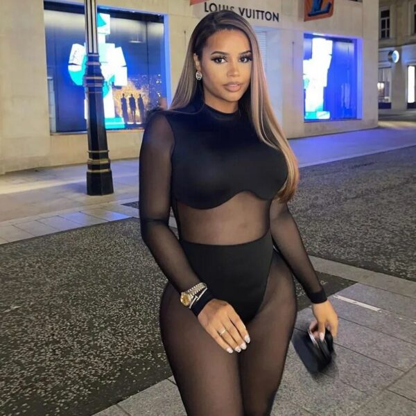 Mesh High Waist One-Piece Pants