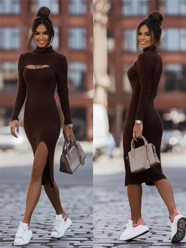 Knitted Long Midi Dress - Image 6