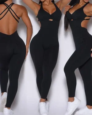 One-piece Adjustable Backless Jumpsuit