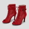 Red Suede Peep Toe Boots – 9.84CM Heel - Image 2